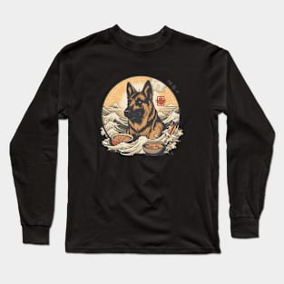 German Shepherd Eating Sushi Long Sleeve T-Shirt